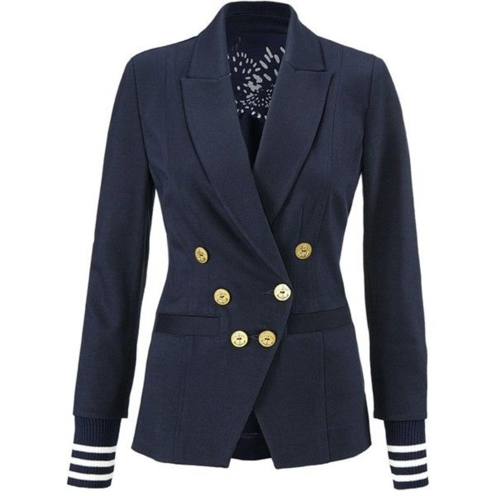 CAbi Grand Slam Navy Double Breasted Blazer Sz
